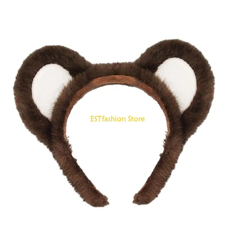 Y5GC Role Play Animal Ears Headband Plush Soft Comfortable for Adults Costume Event Parties Safe and Practical Hairband