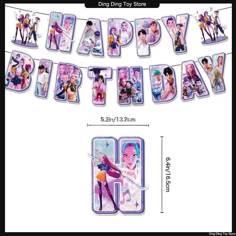 K-pop Demon Hunters Gadżety na Imprezę Toppery na Babeczki Anime Demon Hunting Karty Grupowe Pocztówki Naklejki Baner Balon Boże Narodzenie