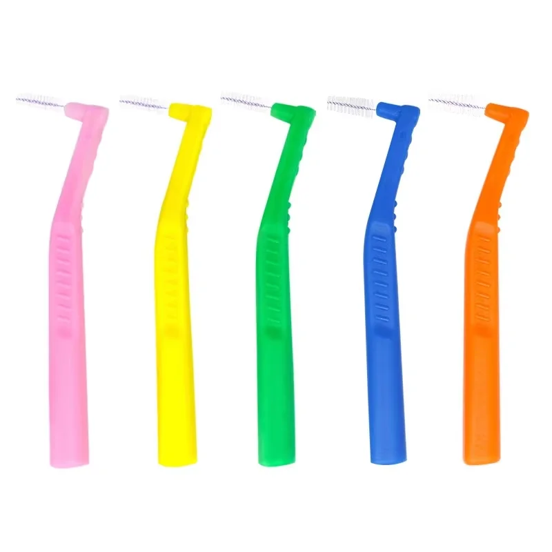 20pcs Push-Pull Interdental Brush L-type For Orthodontic Braces Micro Soft Brush Brackets Cleaning Toothpick