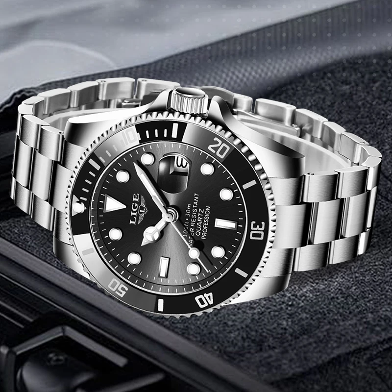 LIGE 2026 New Luxury Steel Watches Men Business Fashion Quartz Wristwatches Luminous 30M Sports Waterproof Mens Watch Gift Reloj