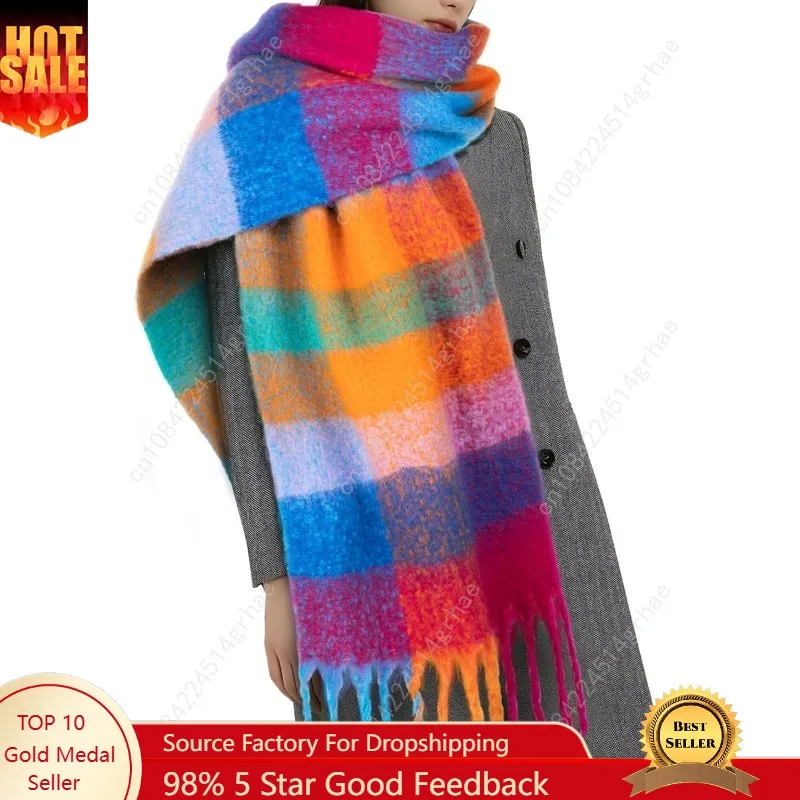 

Chunky Scarf for Women Winter - Big Thick Plaid Scarves,Colorful Large Long Blanket Wrap for Cold Weather