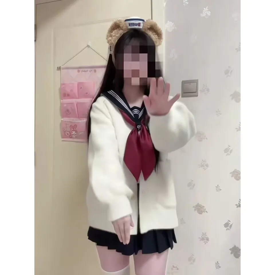 سترة كارديجان محبوكة بأسلوب مدرسي أنيق للفتيات، موضة ربيع وخريف Y2K، سترة عصرية صغيرة بطابع جامعي #5