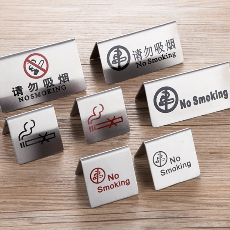 

Stainless Steel No Smoking Table Signage Warm Reminder Board Warning Sign No Smoking Sign for Public Places Hotel Office