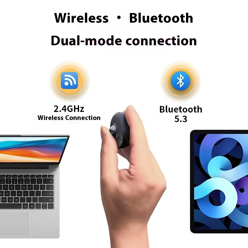 Mysz bezprzewodowa z trackballiem, pierścień kontrolny, tryb podwójny 2.4G Bluetooth, do krótkich filmów, przewracanie stron e-booków, mysz powietrzna do tabletu iOS, smartwatcha, samochodu, prezentacji PPT