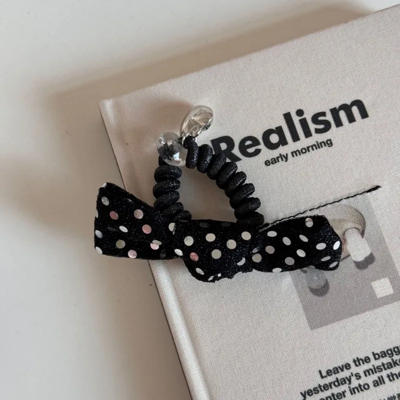 Silver sequined sequined silk fabric hair band bow phone line large intestine ring high elastic headrope new hair accessories. image 5