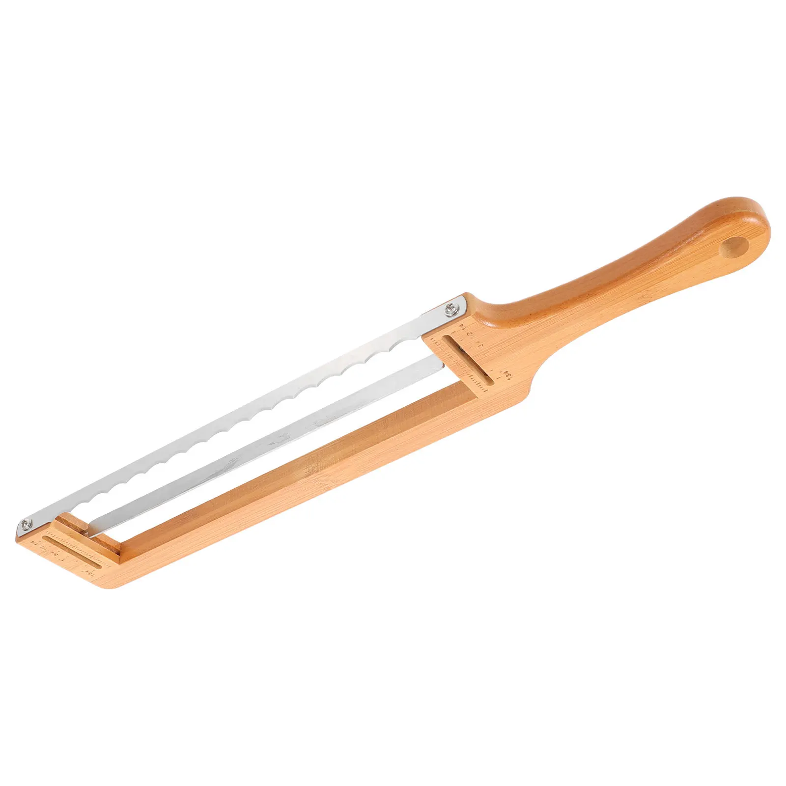 Bamboo Adjustable Bread Slicer Bread Knife with Thickness Guide Ergonomic Handle Manual Cutter for Sourdough Rye Baguette