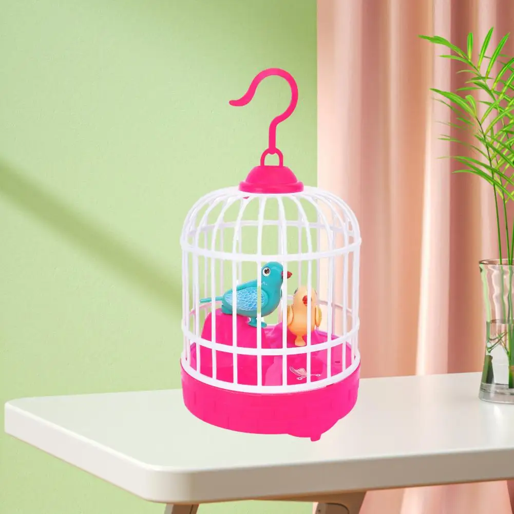 Birdcage Toy with Detachable Hook Kids Birdcage Toy Educational Simulated Bird Model Toy with Sound Light for Kids Voice Control