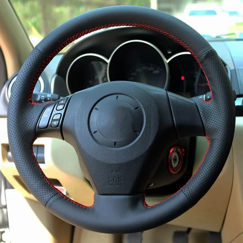 Black Car steering wheel cover For Old Mazda 3 2003 2004 2005 2006 2007 2008 2009 Mazda 6 2002 2003 2004 2005 2006 Mazda 5