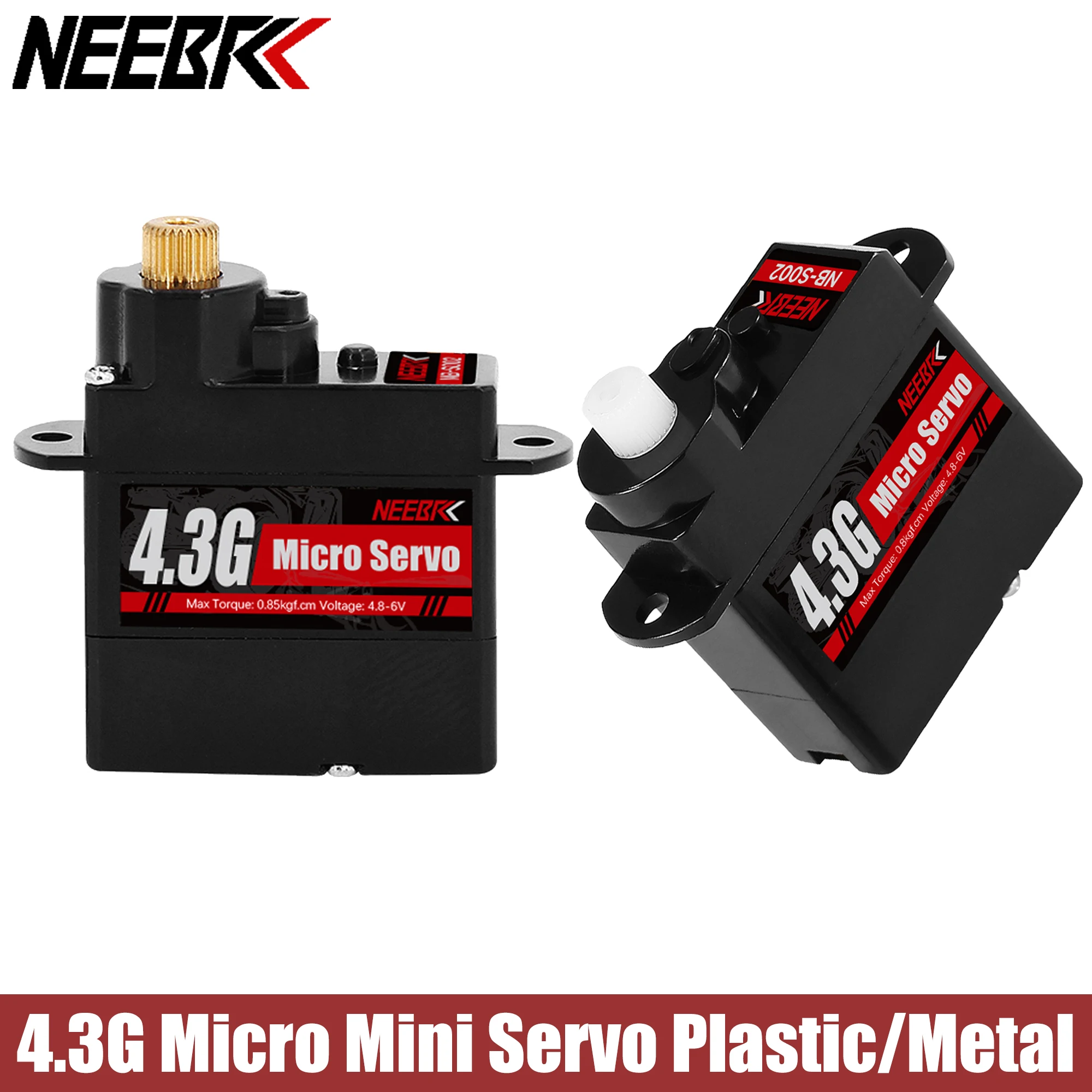 NEEBRC 4.3g Mini Servo numérique sans noyau Micro plastique/métal engrenage étanche moteur Servo pour voiture RC hélicoptère à voilure fixe Robot