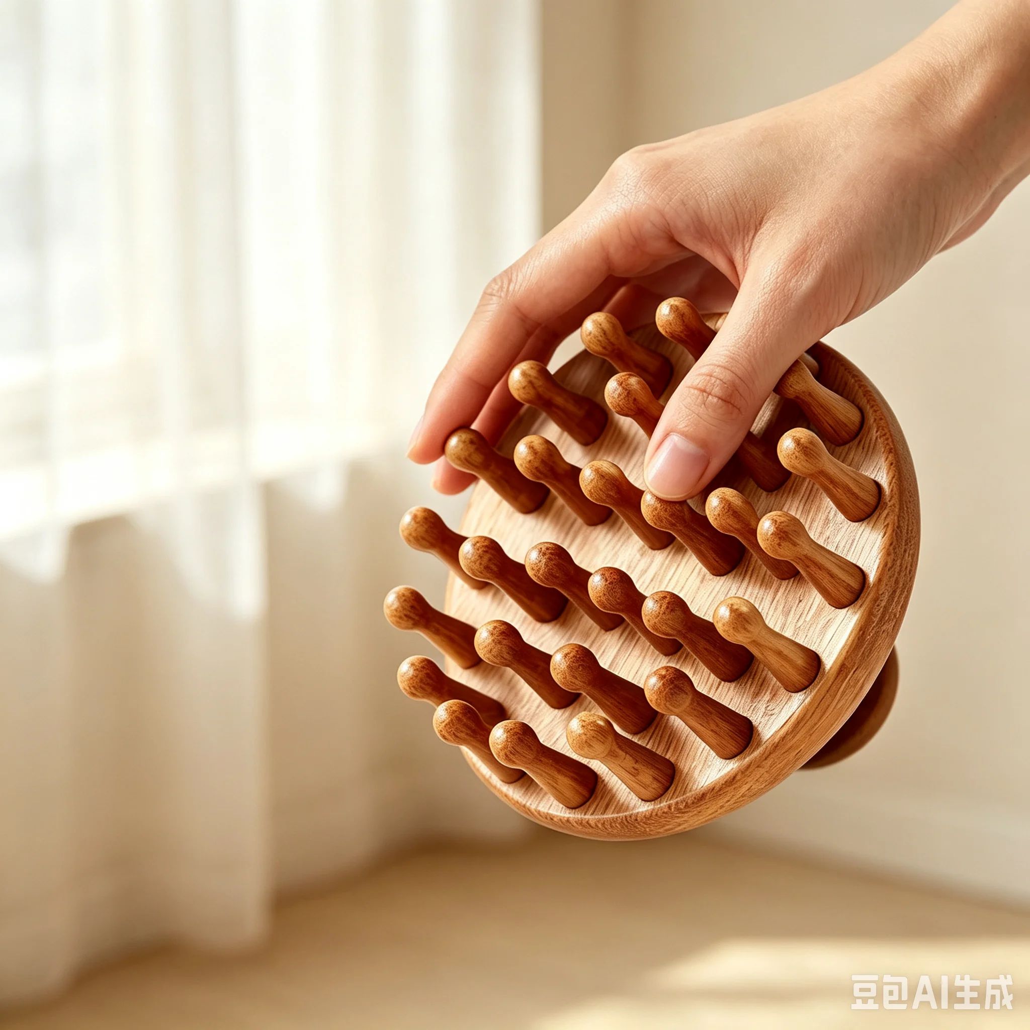 Multi-Functional Sandalwood Massage Comb Head Meridian Scalp Massager Anti-Static Wooden Brush Face Guasha Tool for Full Body