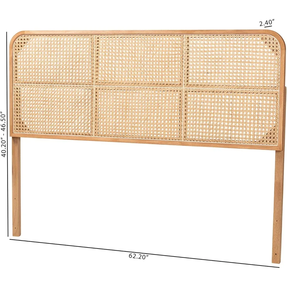 bali & pari Lainer Modern Bohemian Natural Finished Bayur Wood and Natural Bamboo Queen Size Headboard