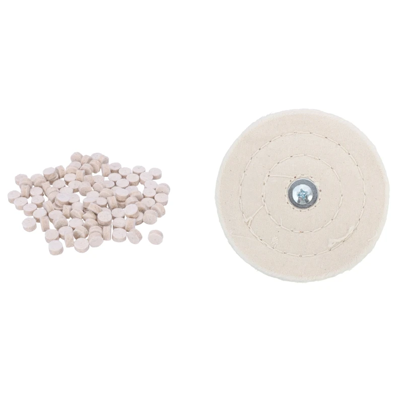 100Pcs Wool Felt Polishing Buffing Round Wheel Tool + 2 Shank With 4Inch 100Mm Cloth Polishing Mop Wheel Pad CNIM Hot