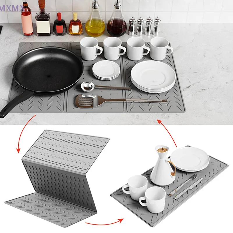 New Large Thick Anti Slip And Heat-insulating Silicone Drain Pad, Kitchen Countertop Sink, Foldable Drain Pad