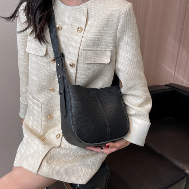 Shoulder Bag for Women Large Capacity Solid Color Bucket Bags with Small Purse