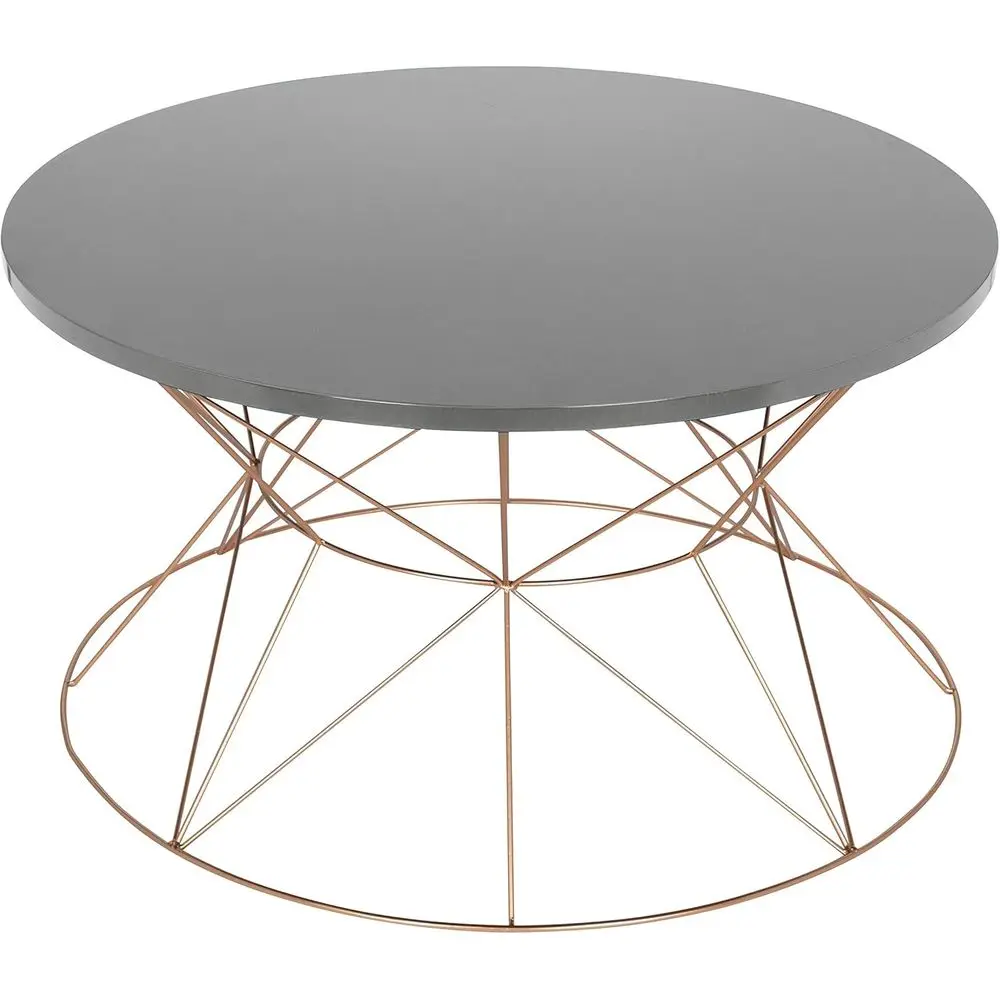 

Металлический журнальный столик с серой столешницей и рамой цвета розового золота