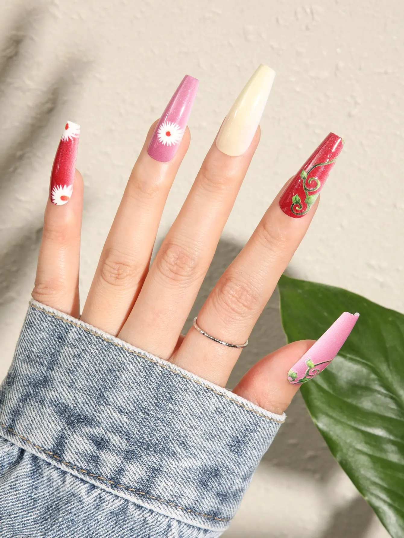 10 Uds. De uñas postizas desmontables cortas Y2k con diamantes de imitación y pegamento para Ballet, puntas de uñas postizas artificiales dulces y frescas para niñas