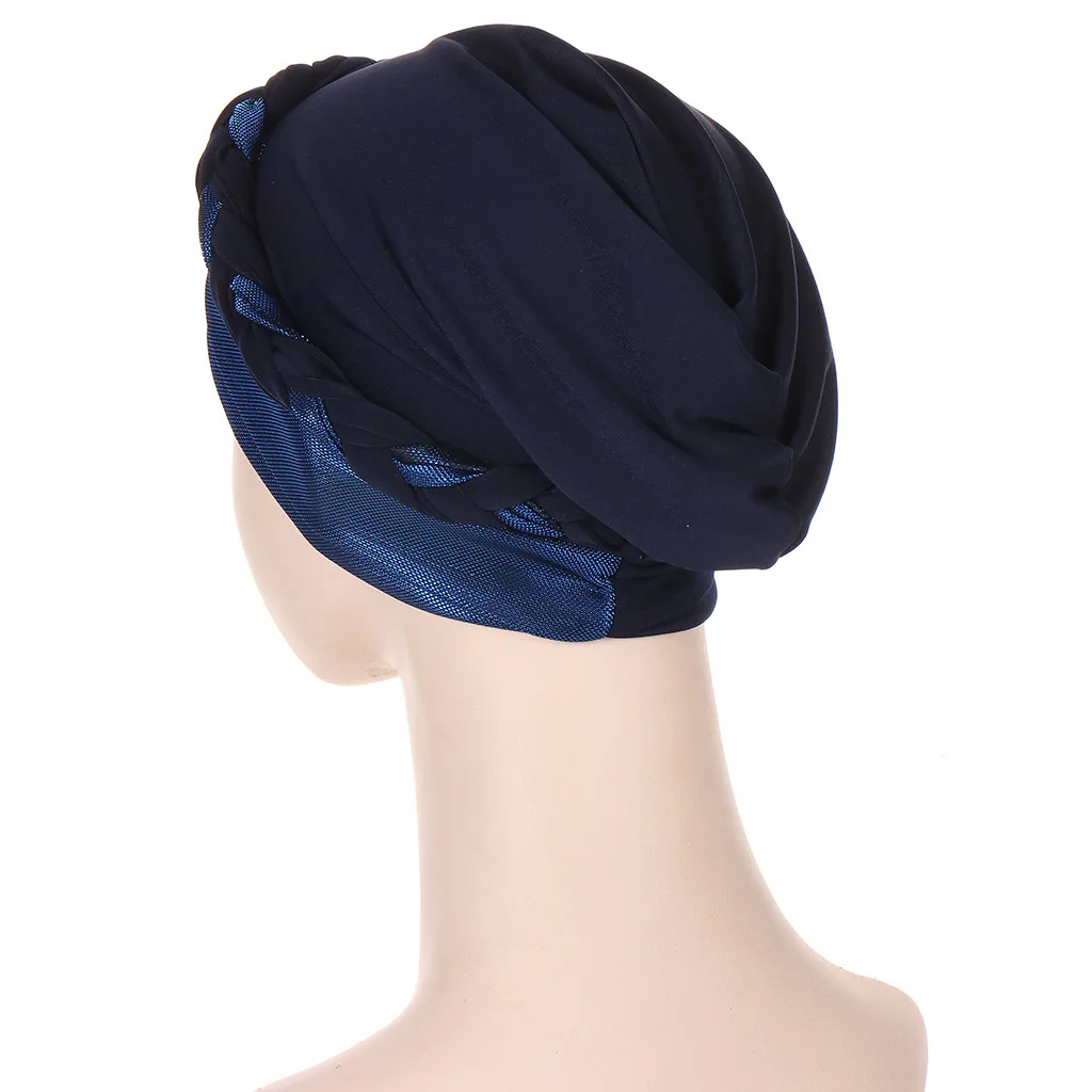 Imagem -06 - Hijab Trança de Seda Turbante Chapéus para Mulheres Câncer Quimio Gorro Boné Headwrap Caps Macios Beanie Hijab Pcs Pacote