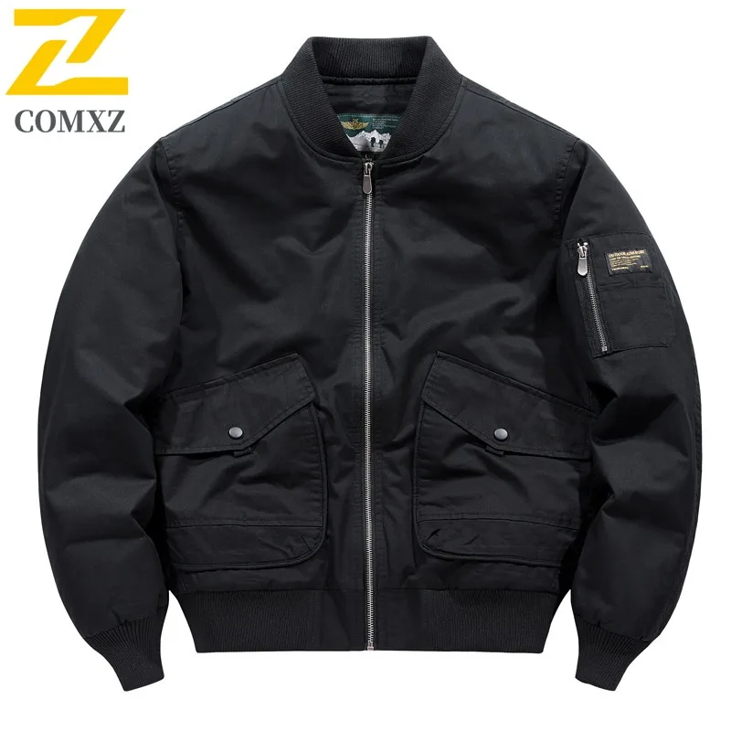 سترة COMXZ 2025 للرجال من القطن سترة شتوية كلاسيكية الطراز كبيرة الحجم ملابس عمل أمريكية غير رسمية للشباب معطف بيسبول