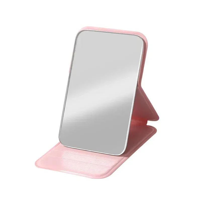 3Color Desktop Make Up Mirrors PU Leather Portable Handheld Makeup Mirror Foldable Student Compact Cute Pocket Mirror New