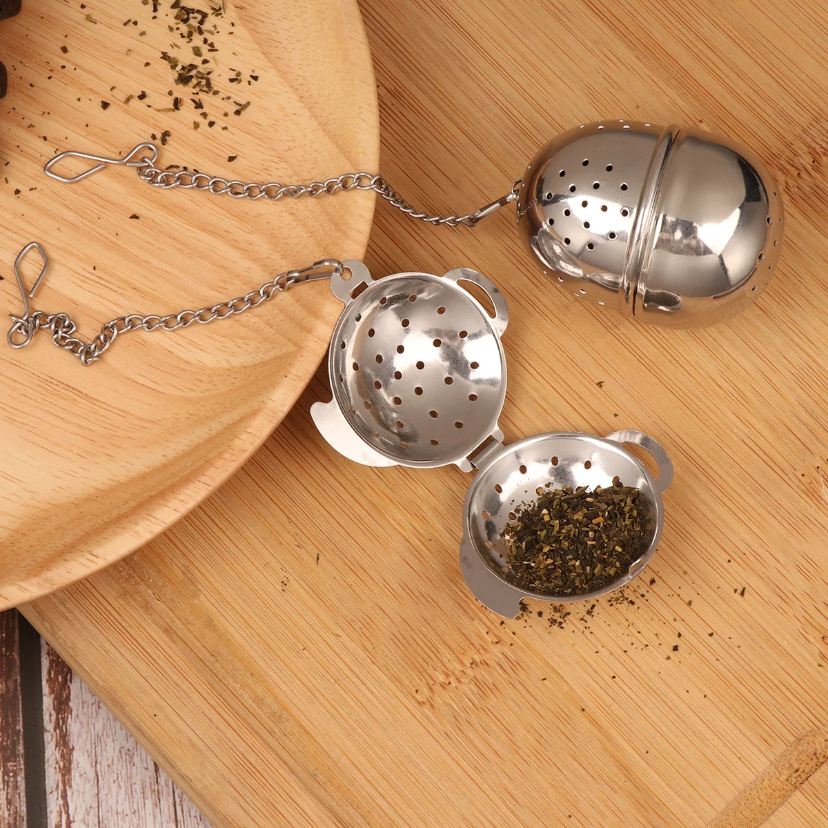 

2pcs Stainless Steel Infuser Tea Filter Strainer Loose Leaf Steeper For Home Office Egg Shape Reusable Tea Mesh Ball Kitchen Bar