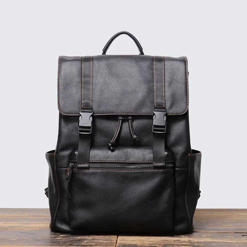 

New Men's Leather Backpack Head Layer Cowhide Large Capacity Laptop Bag Casual Travel Backpack Schoolbag