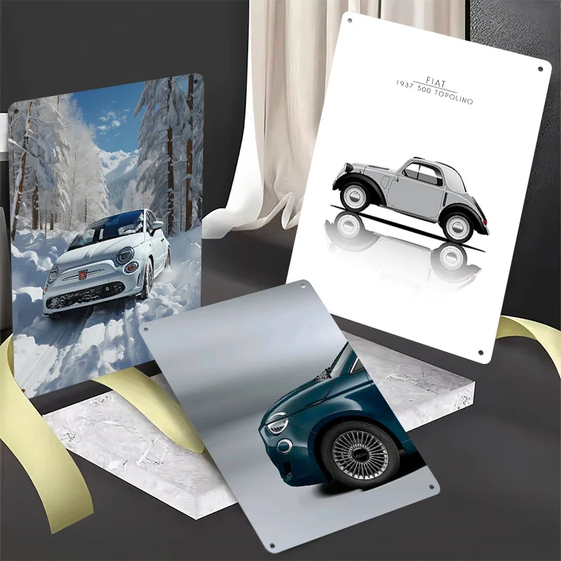FiatS Sports Car Metal Posters Customizable Retro Vintage Metal Signs for Man Cave Garage Wall Art Office Decoration Gaming Home