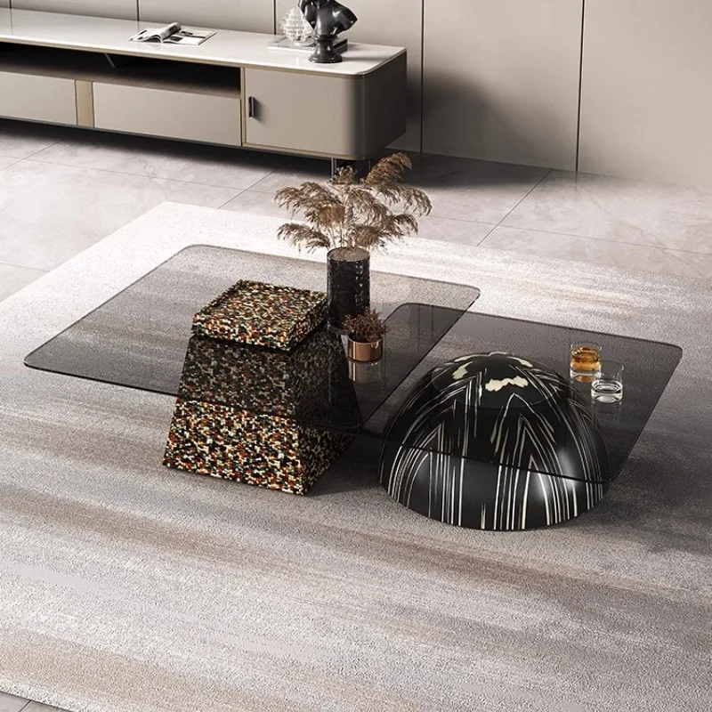 

Glass Aesthetic Coffee Table Living Room Sets Storage Nordic Side Table Modern Design Unique Mesa De Centro Sala Furniture