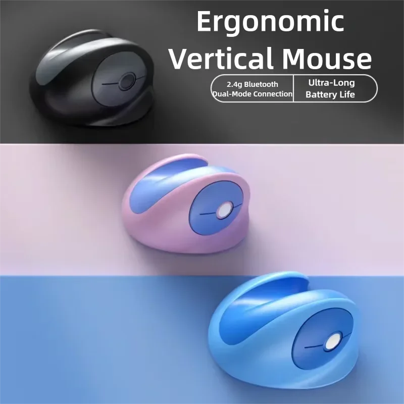 

Mini Ergonomic Vertical Mouse Wireless 2.4G Bluetooth Dual Mode Small Hand Mice Rechargeable Silent Portable for PC Laptop