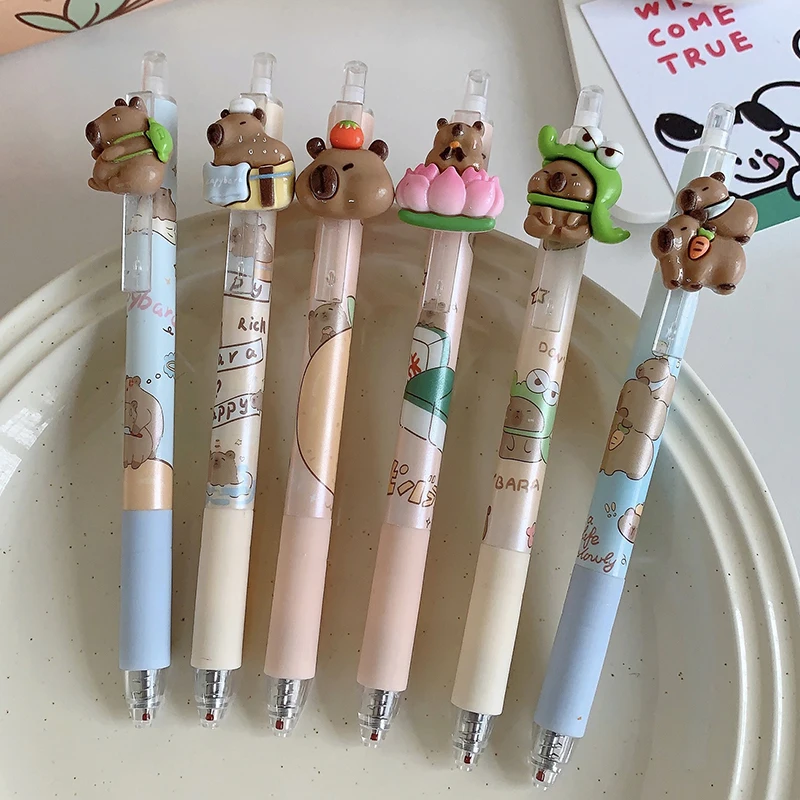 Kawaii Cartoon Capybara Blue Ink Erasable Gel Pen School Office Supplies Stationery Gift Students Cute Pens Pretty Aesthetic