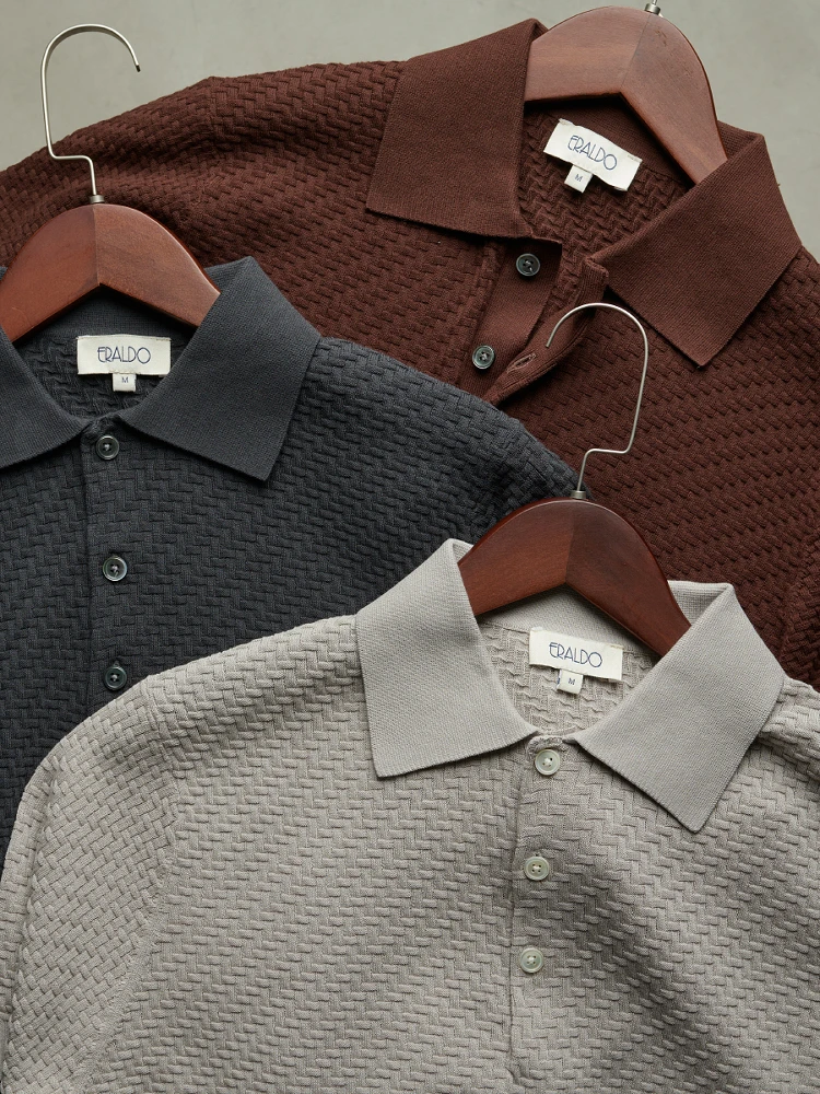 

Men's high-density mercerized 60-piece long-staple pure cotton woven texture drape lapel knitted short-sleeved POLO shirt