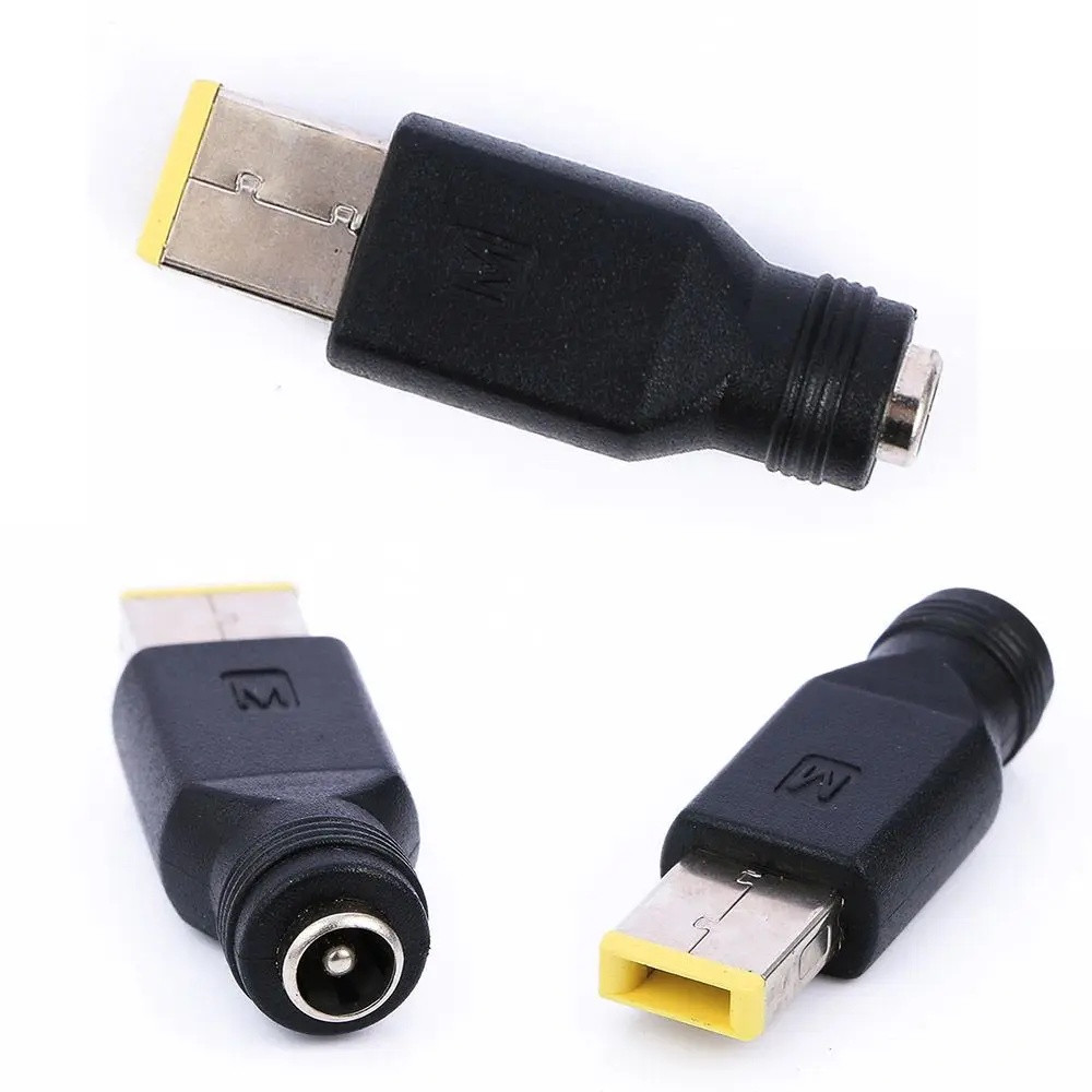 Tips DC 5.5 × 2.1/ 2.5mm To Square for Yoga 11S Etc for Lenovo ThinkPad Laptop Adapter Power Charger Plug Converter Connectors