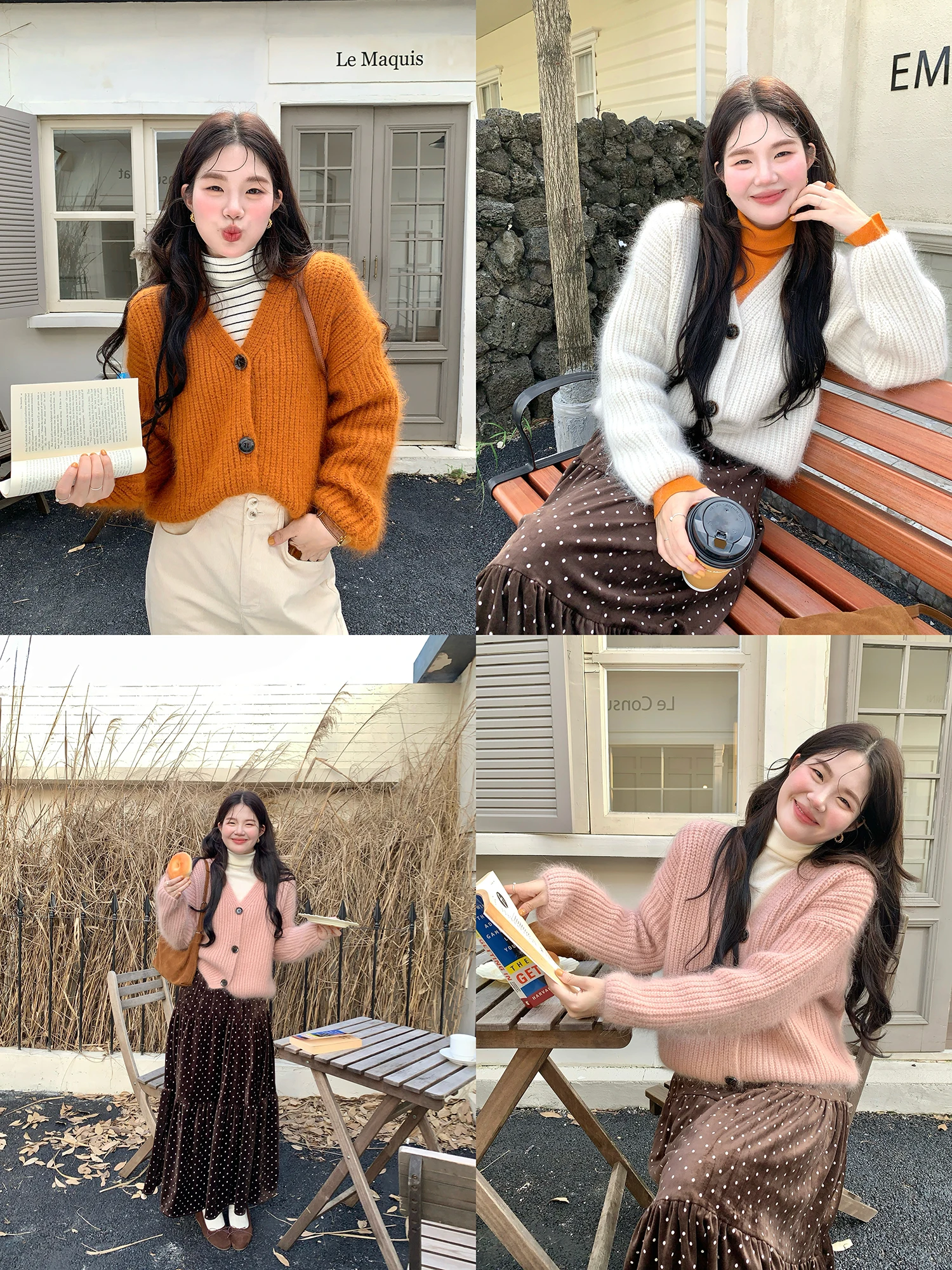 

Autumn Orange Milk Jelly Rabbit Fur Blend Korean Sle Open Cardigan Sweater Women Gentle Knitted irt Thiened Long Sve...
