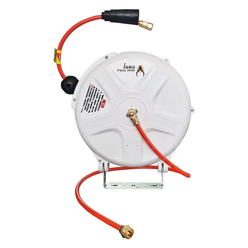 Auto Air Hose Reel Retractable Water Garden Twin Welding Wall Mounted Set Vehicle Equipment