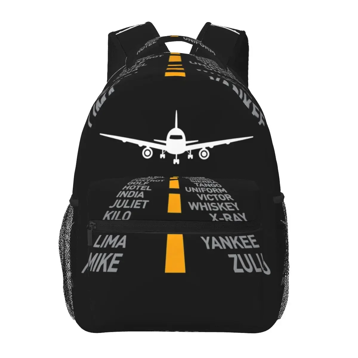 Airplane Pilot Gifts Airport Runway Phonetic Alphabet Plane Backpacks Boys Bookbag Students School Bags Rucksack Shoulder Bag