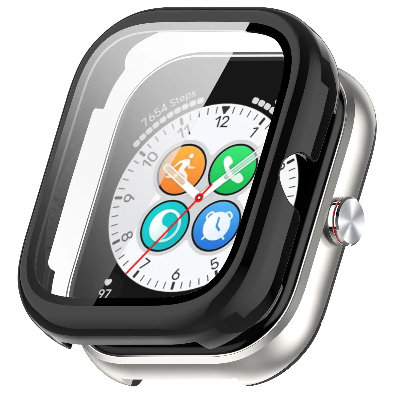 

Для Honor Choice Haylou Watch Защитный чехол для ПК с пленкой из закаленного стекла - черный