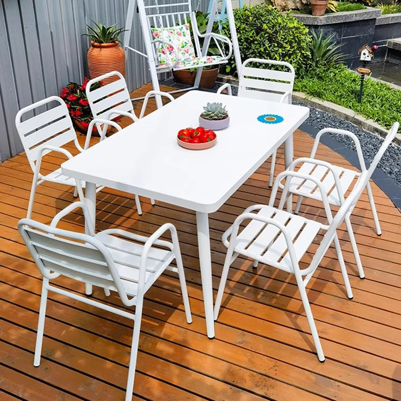 Iron Art Courtyard Outdoor Tables Modern White Luxury Lounge Outdoor Tables Minimalist Luxury Arredo Giardino Home Furniture