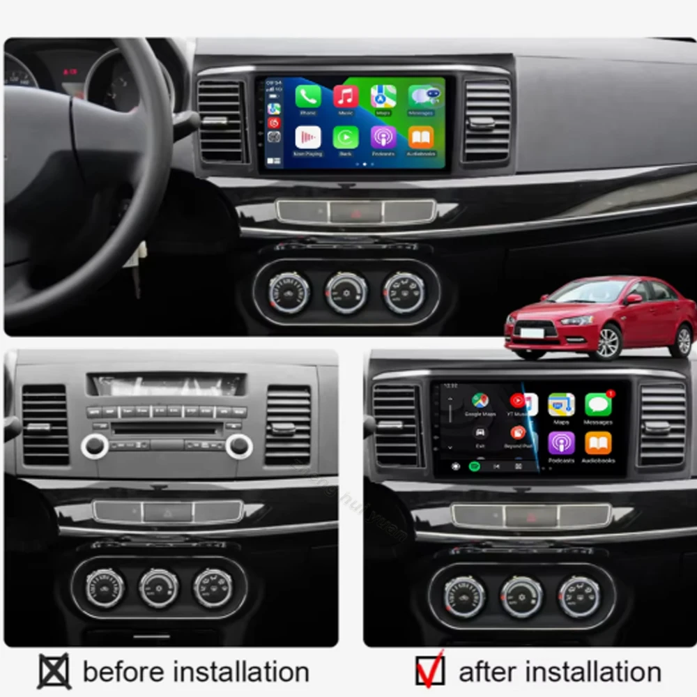 Android 16 CarPlay&Auto For MITSUBISHI LANCER 9 10 X 2008 - 2016 Car Radio Stereo GPS Navigation Multimedia Player Wireless WIFI