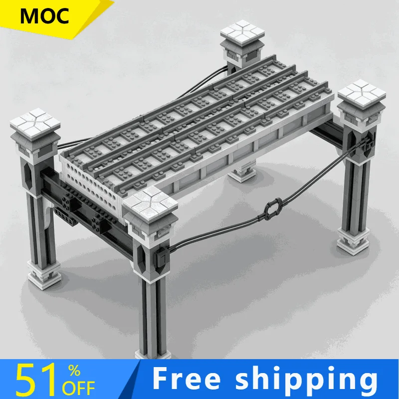 1017 PCS Modular Elevated Subway Railway Straight Track Section Diorama Building Blocks Model Bricks Assembly Toy Creative Gift