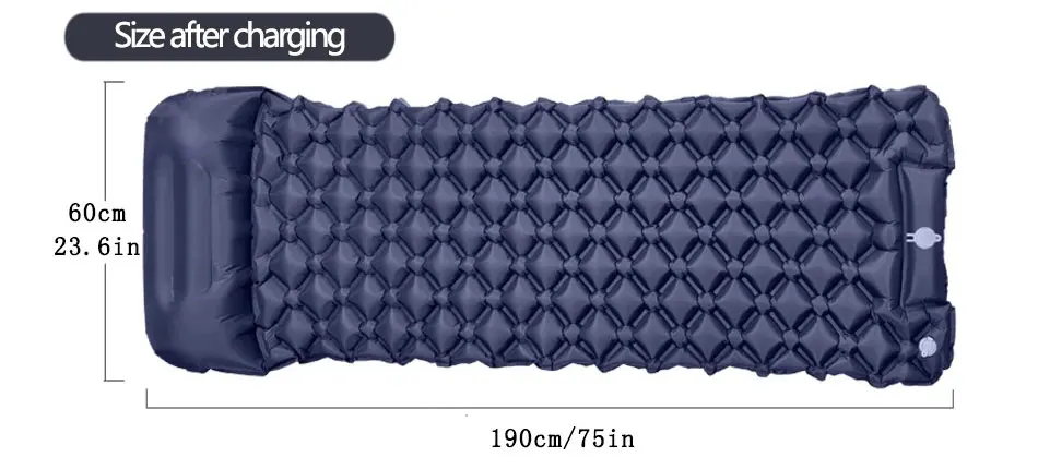 190*60cm Outdoor Camping Aufblasbare Matratze Schlafmatte mit Kissen Ultraleichte Luftmatratze mit Eingebauter Pumpe für Wandern und Wohnmobil – Detail 9
