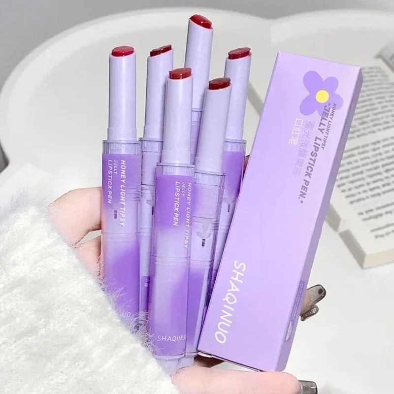 Cherry Red Jelly Lipstick Pen Mirror Water Solid Lip Gloss Lasting Moisturising Lip Glaze Waterproof Non-sticky Korean Cosmetics