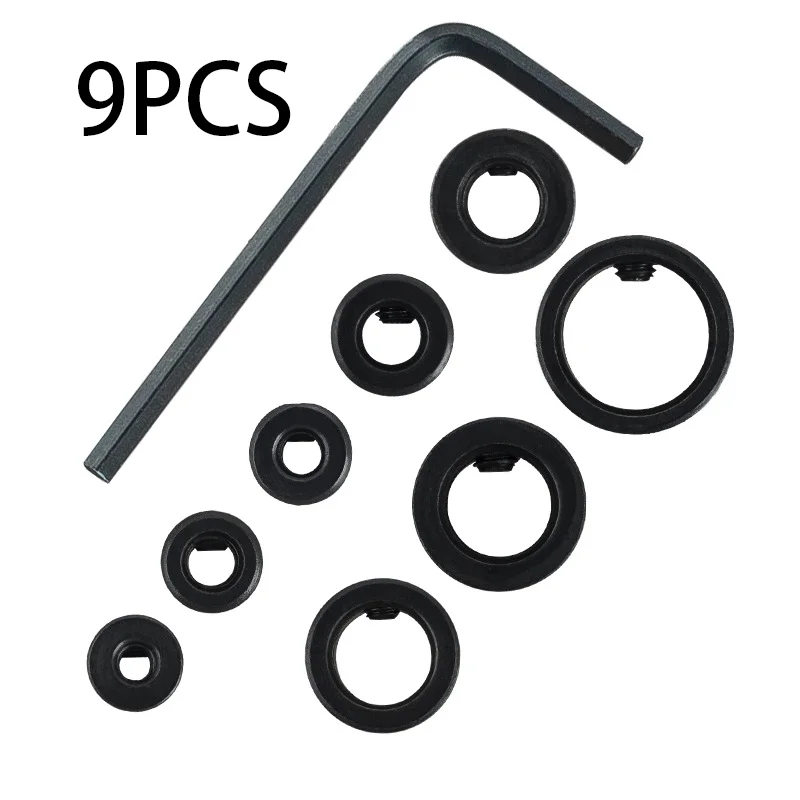 9Pcs Drill Stop Collar, Adjustable Drill Depth Limit Ring with Allen Wrench, for Consistent Depth Drilling