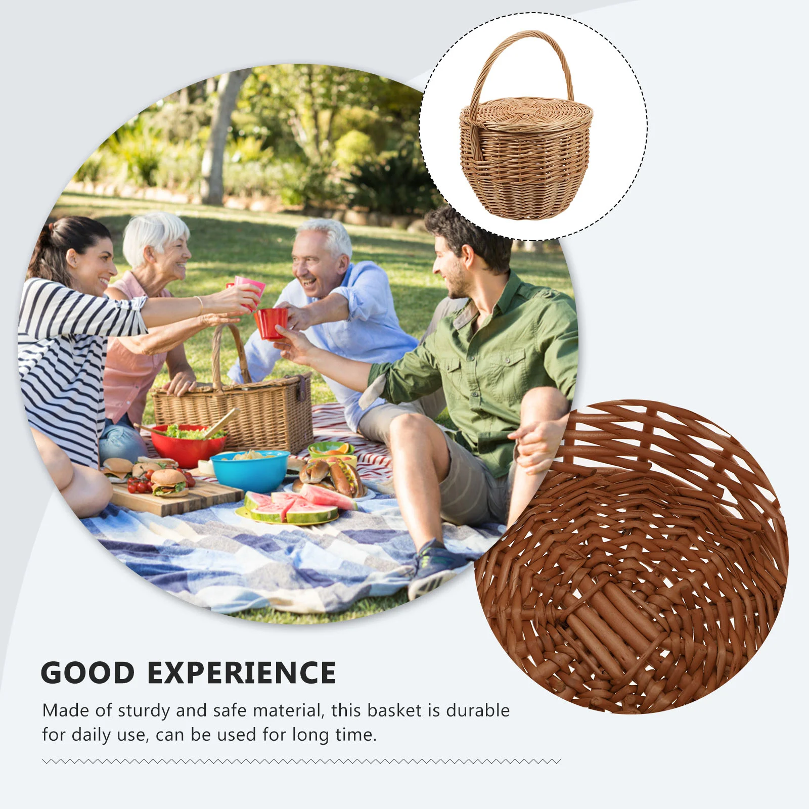 Rattan Shopping Basket Flower Storage Small Handle Woven Rustic Girl Baskets Weddings Favors Hamper