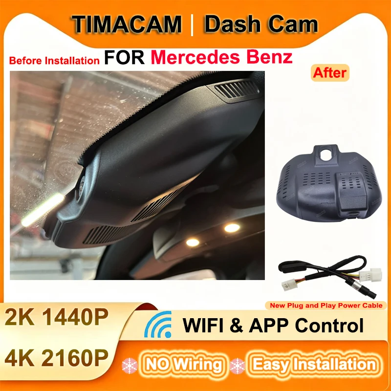 TIMACAM for 2021 2022 2023 Mercedes Benz C260L for Mercedes C260L 2021-2023 Dash Cam 4K 2160P Wifi Plug and Play Video Recorder