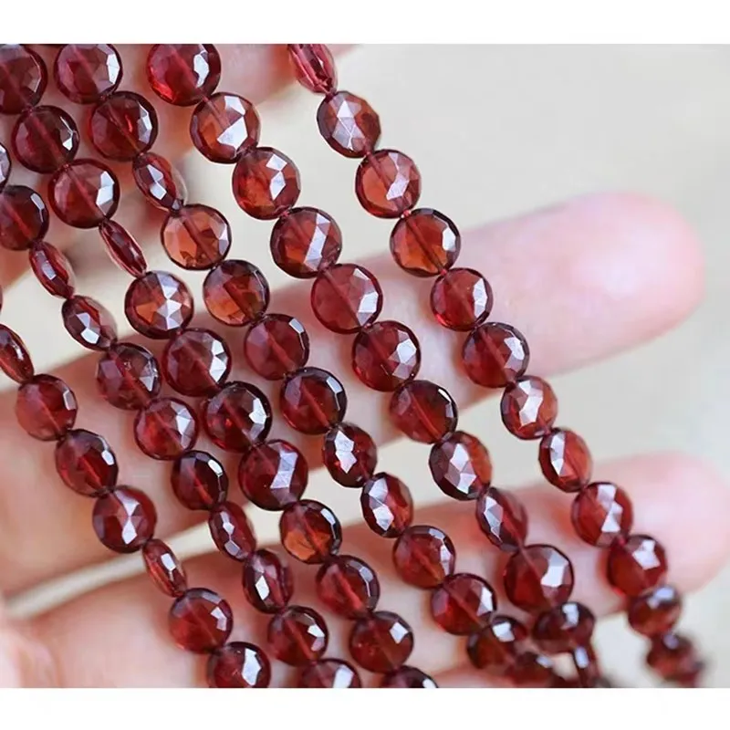 Garnet RED coin oval faceted  4.5-7mm nature for making jewelry necklace 45cm FPPJ wholesale