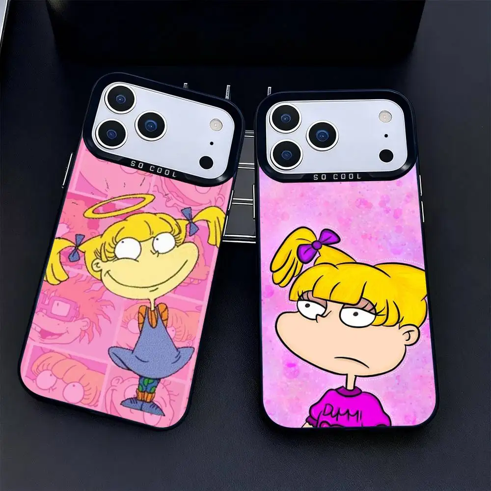 

Cute R-Rugrats A-AngelICA Case For iPhone 16,15,14,17,13,12,11,Mini,Pro,SE,XS,MAX,Air,Black Matte Silicone Cover