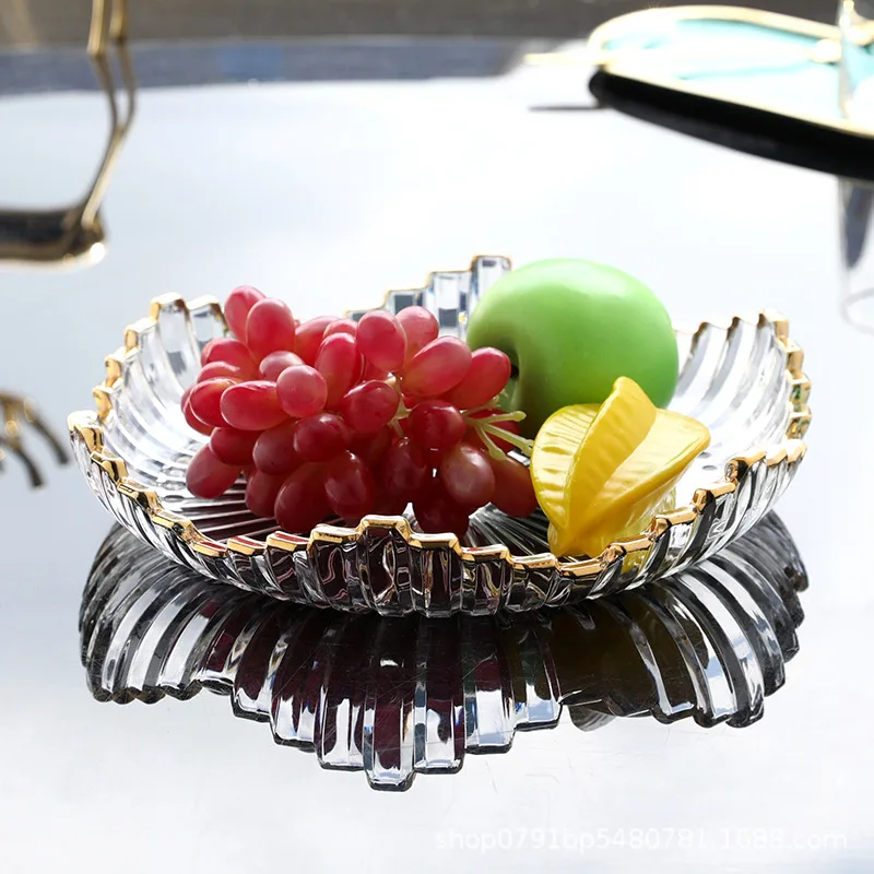 Factory Direct 2026 European fruit plate Nordic style glass fruit plate creative modern light luxury living room coffee table ho