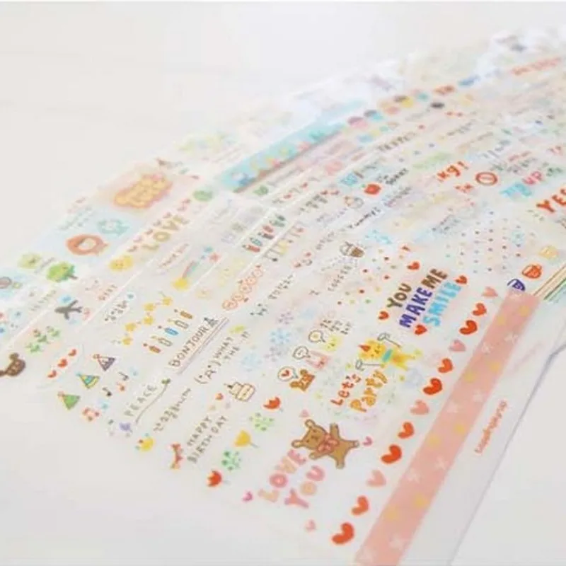 6PCS/SET Sticker Drawing Transparent Rainbow Decorative PVC Sticker Set Korean Stationery