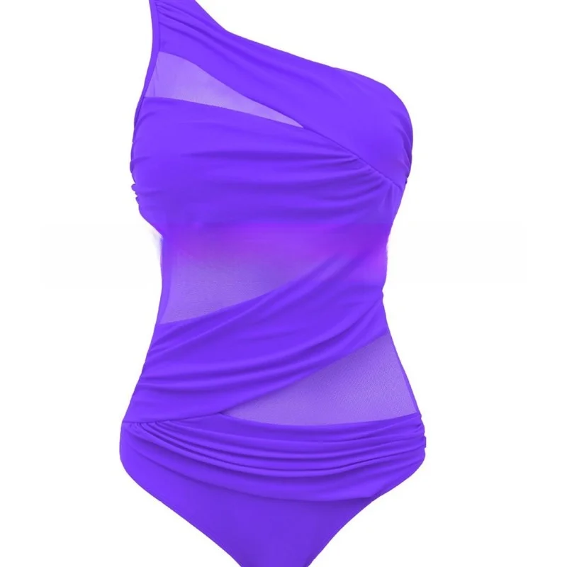 

Conservative Size plus Bikini Swimming Suit Women's One-Piece Swimsuit Nylon Fabric No Brand Pure Color Surfing Swimwear