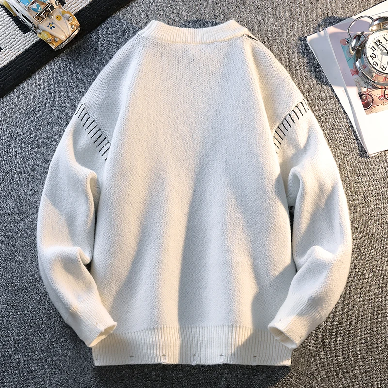 Nuevo suéter de punto cálido de moda de Color sólido 2025 suéter de punto cálido de otoño/invierno para hombre jersey ropa para el hogar