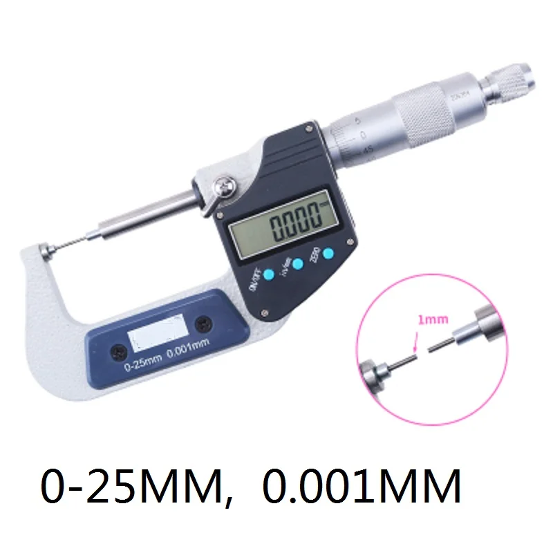0-25MM 0.001 Digital display and mechanical scale micrometer screw gauge screw-thread outside micrometer measuring tool